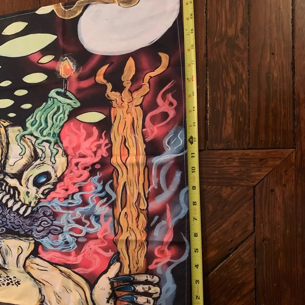 Skull candle tapestry trippy 420 eye sun Halloween hippie wall home decor